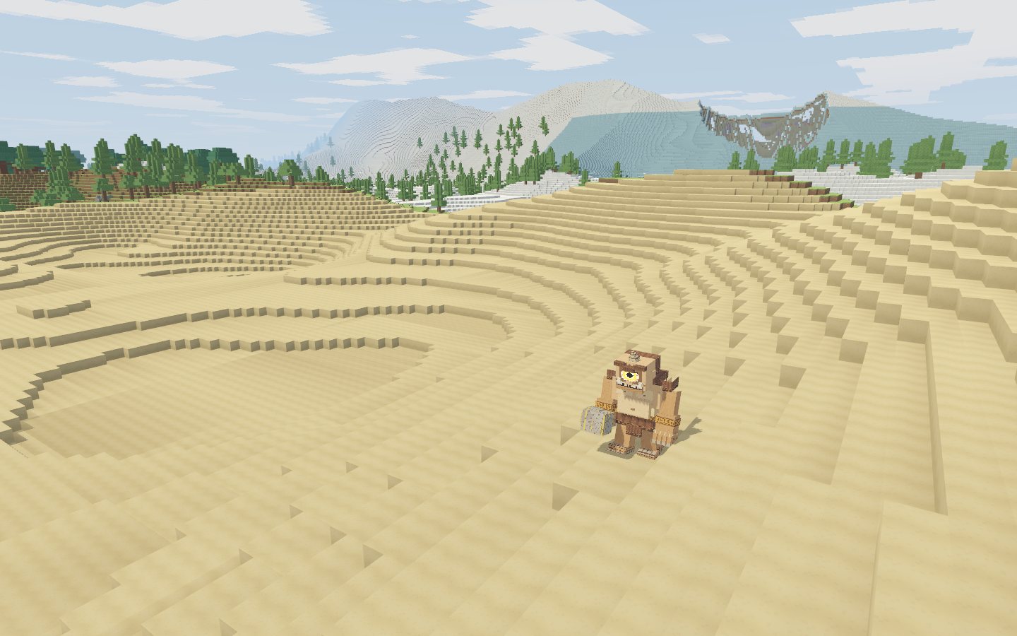The dry lanes: dunes and distant mountains.