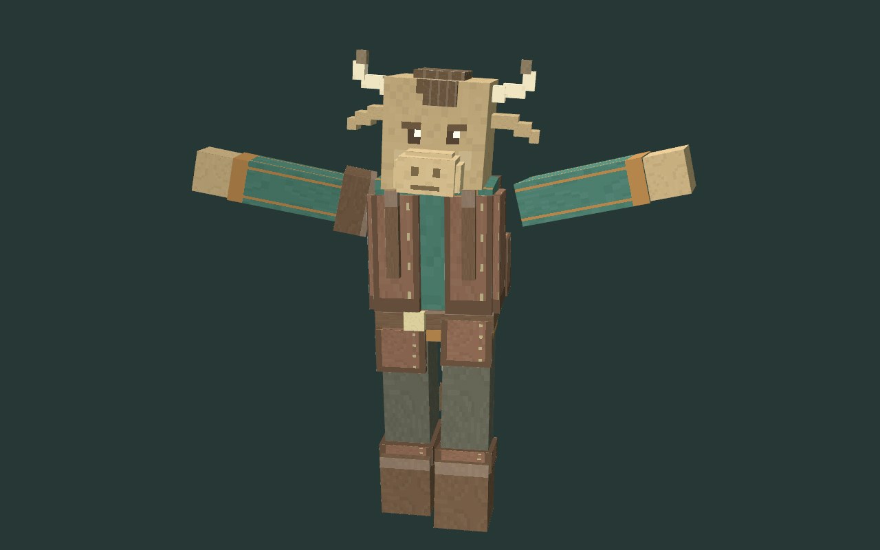 A cowfolk in the traveller outfit, mid stride